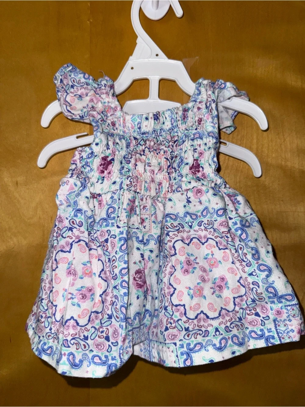 Floral Ruffle Baby Dress and Bloomers - Pink & Blue